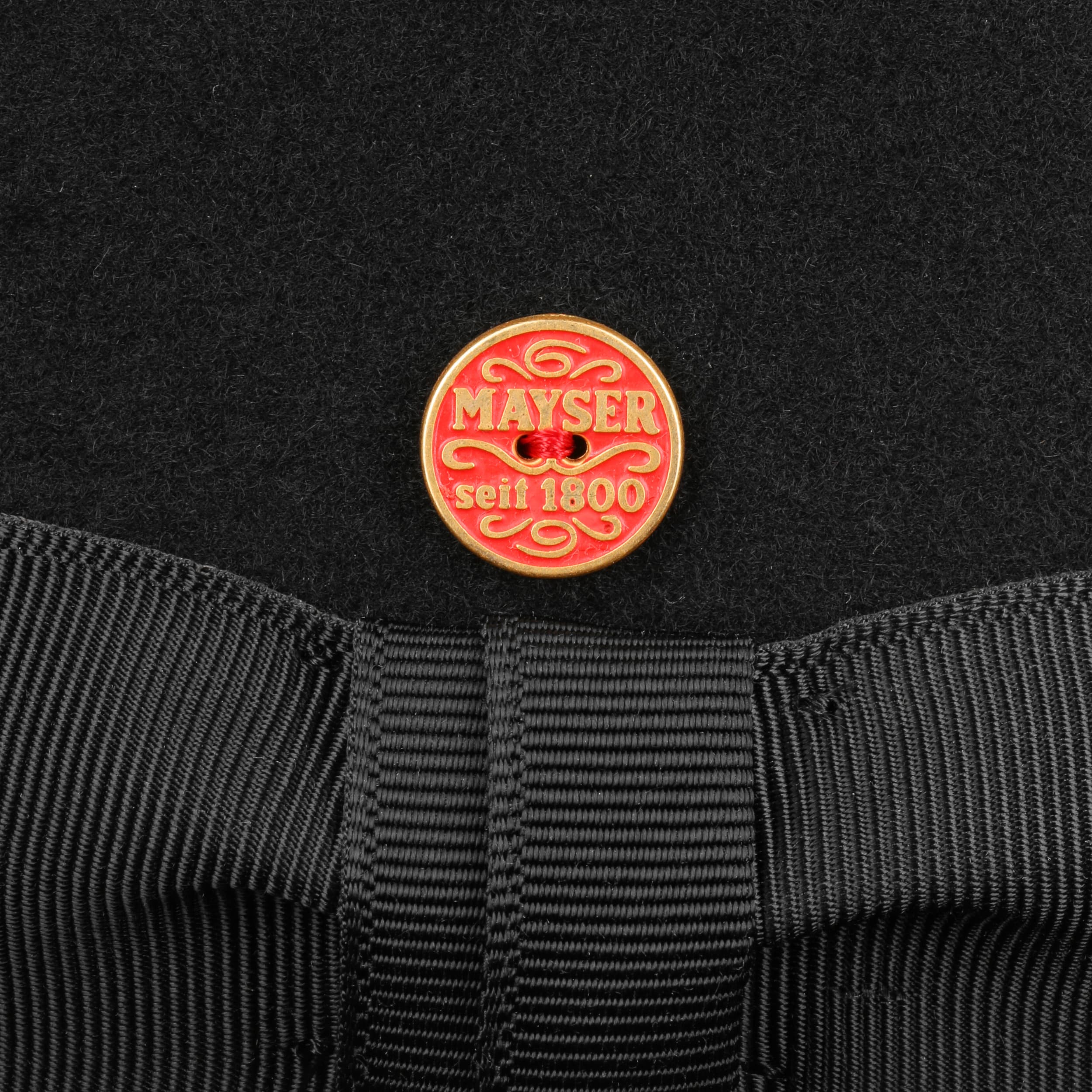 Mayser Viril Melone Hat For Men And Women - Made In EU Wool Felt Bowler Hat With Grosgrain Ribbon - Autumn-Winter Trim, Black