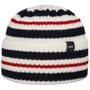 Czapka z Merynosów Short Stripy by Eisbär biało-ciemnoniebieski